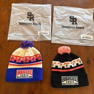 Stevenson Ranch Winter Classic Pom Beanie Cream Blue Red Bundle